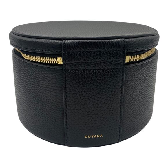 NWOT Cuyana Pebbled Leather Wellness Case Travel Jewelry Black Gold Hardware - Picture 4 of 9